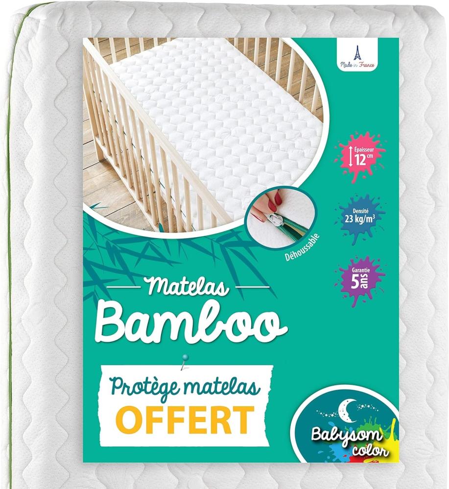 60x120 cm - abysom - Bambus Babymatratze | Kindermatratze + wasserdicht Matratzenschoner GESCHENKT - Natur - Atmungsaktiv - Bezug abziehbar - Höhe 12cm Bild 1