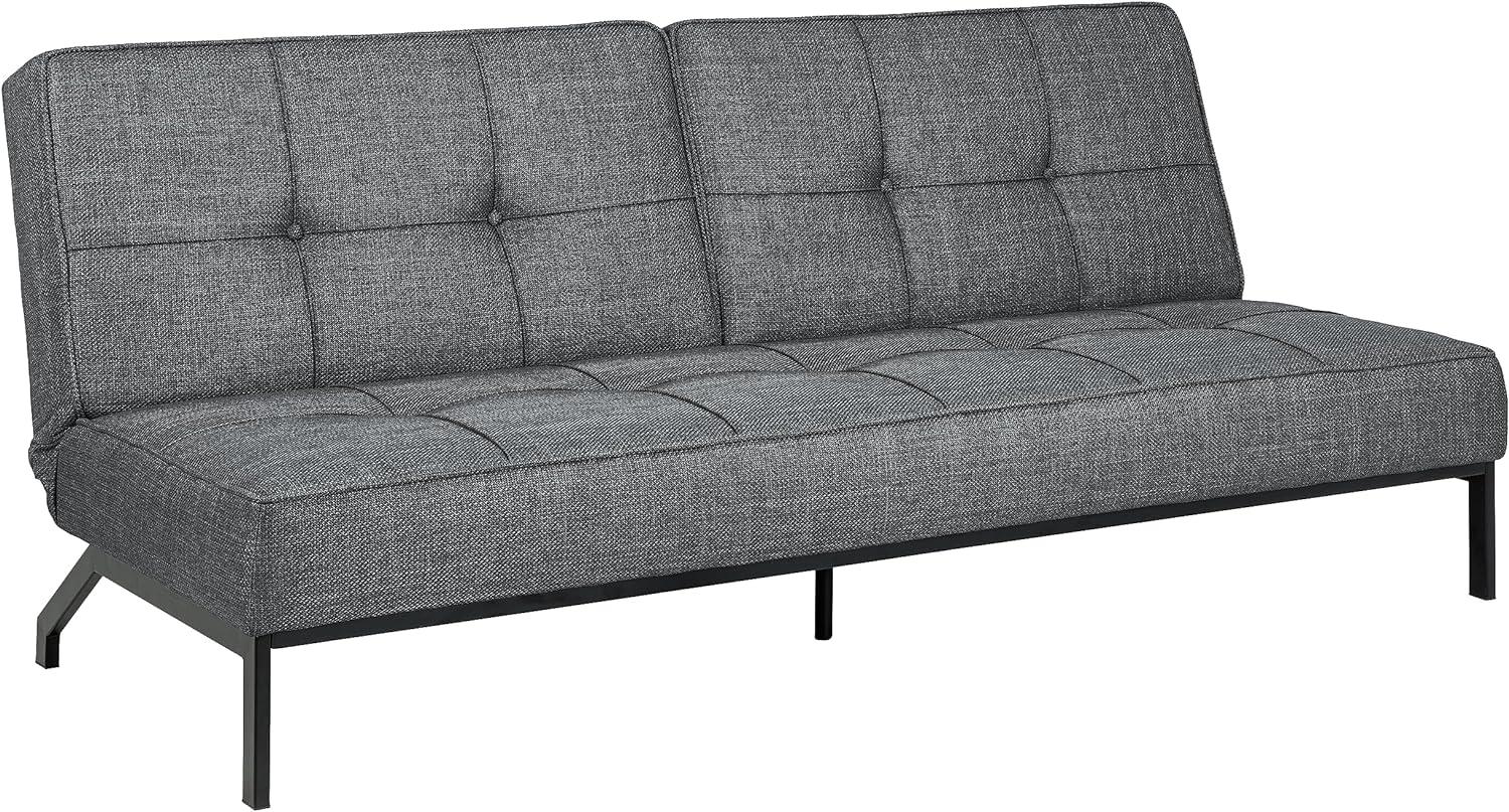 AC Design Furniture Bent Schlafsofa in Dunkelgrau, Schlafsofa mit 3 Liegepositionen, Moderner 3-Sitzer, gepolstertes Sofa mit zweifarbigem Effektbezug und schwarzen Beinen, B: 198 x H: 87 x T: 95 cm Bild 1