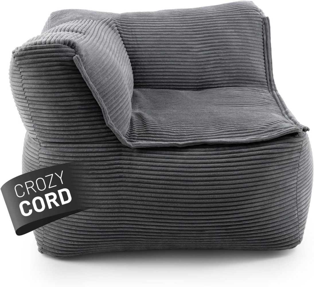 Lumaland Modulares Eckteil Links - Cord-Reihe | Indoor Sitzsack mit Softer Struktur, ideal Sofa Modulen & zum Pouf | Bean Bag mit Füllung - für Wohnzimmer & Co. - 81 x 81 x 70 cm Bild 1