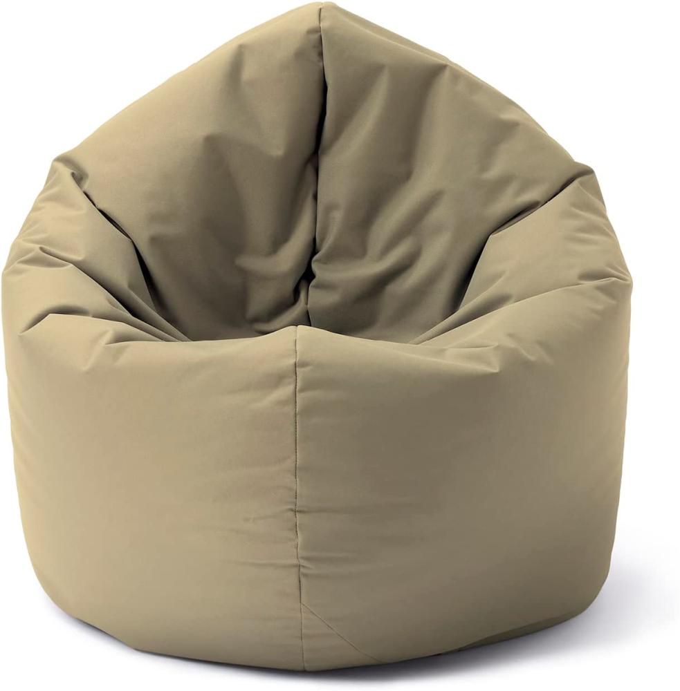 Lumaland Indoor/Outdoor-Sitzsack, Runder 2-in-1-Sitzsack für draußen und drinnen, 300l Füllung, 120 x 80 x 75 cm, wasserabweisend und robust, Beige Bild 1