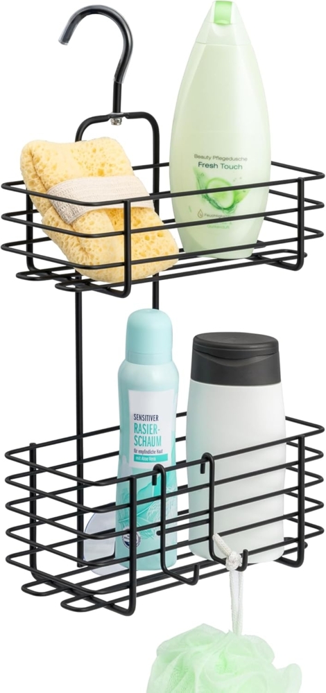 bremermann Duschregal Duschregal mit 2 Körben, zum Einhängen, abnehmbarer Haken, schwarz Bild 1