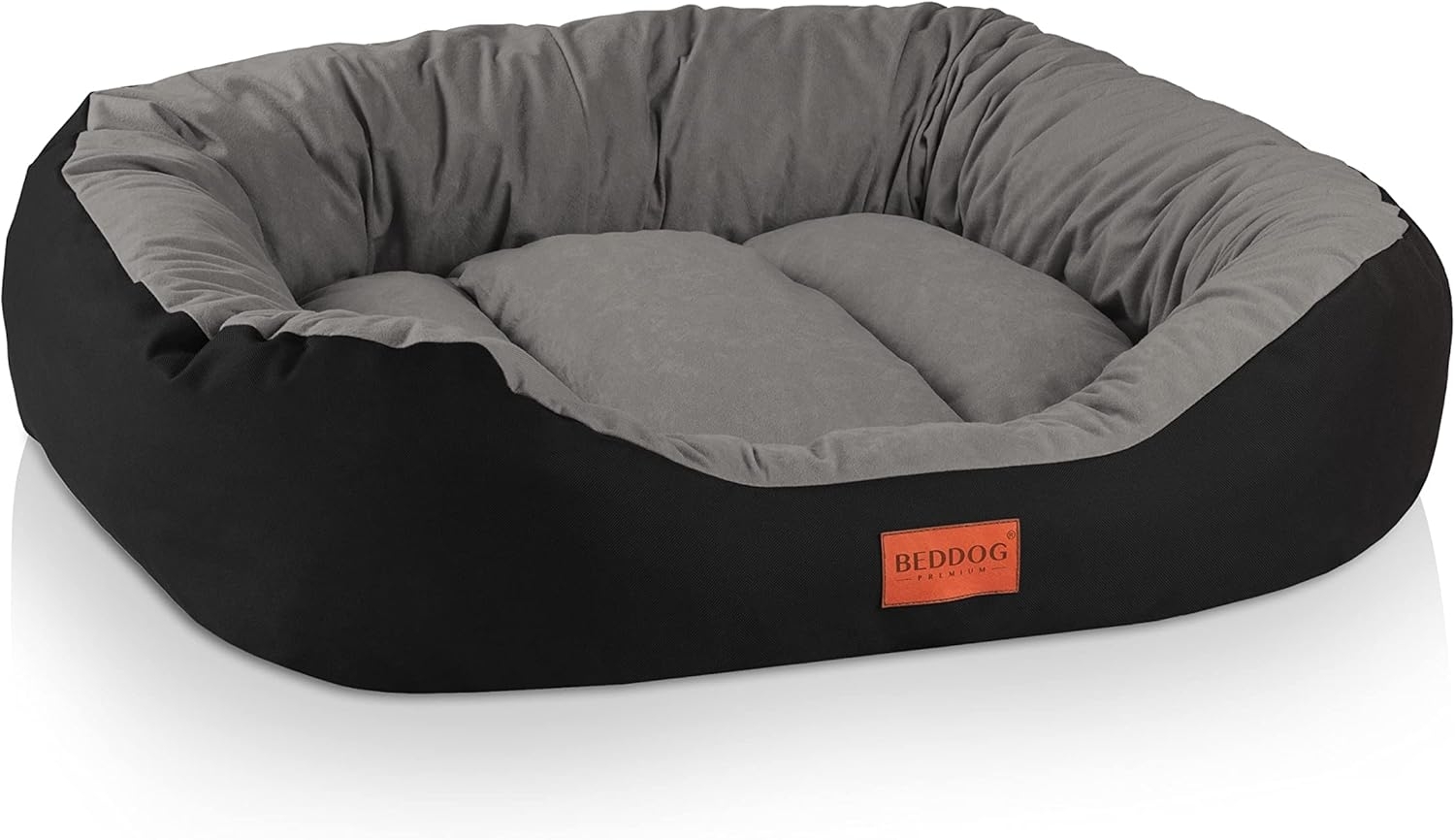 BedDog Hundebett Grosse Hunde - Hundekissen - Hundekorb - Ovales Hundekörbchen - Hundesofa - Hundebetten für Große Hunde - Dog Bed - Hunde Bett - Körbchen Hund aus Alicante-Gewebe XL, THE-ROCK (schwarz/grau) Bild 1