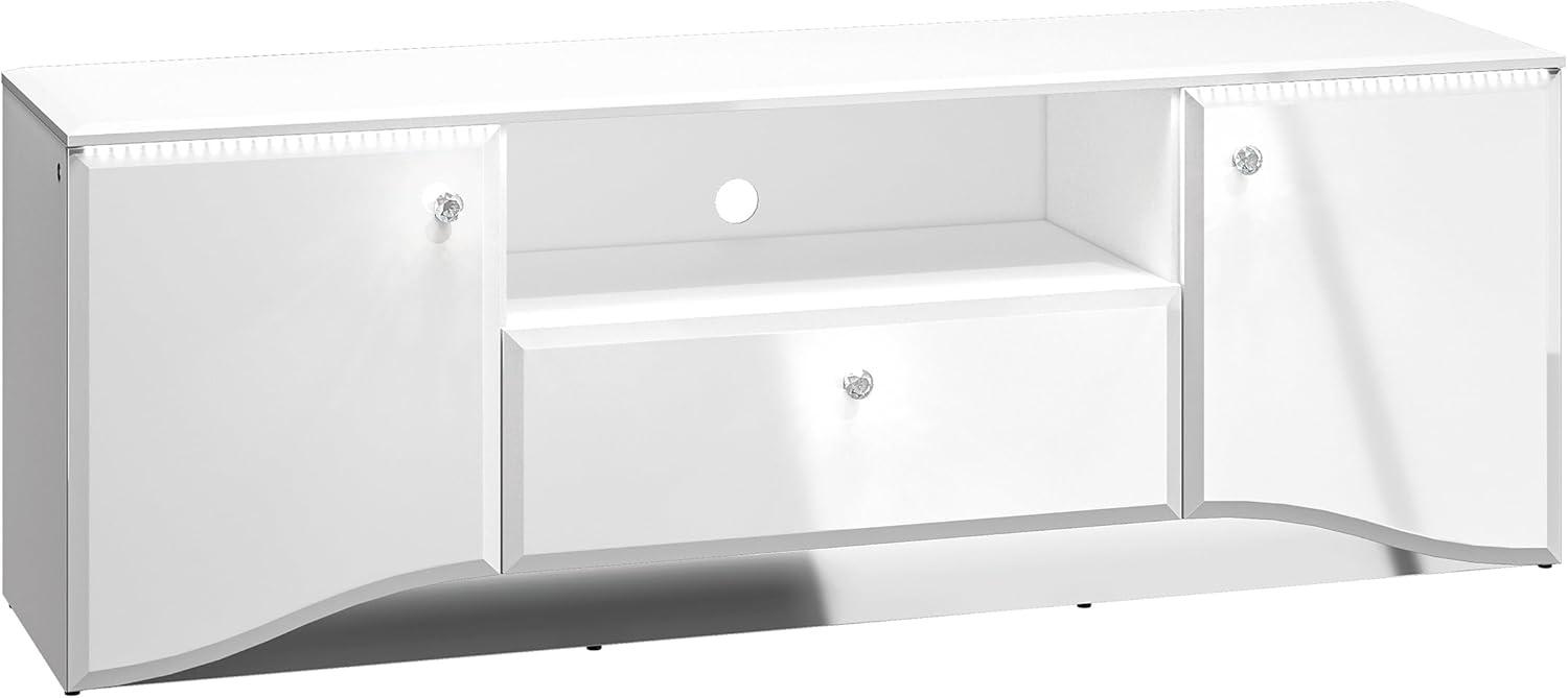 Lowboard "Glamour" TV-Unterschrank 160cm MDF weiß Hochglanz Bild 1