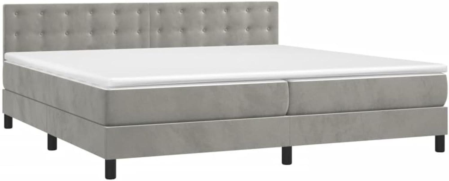 vidaXL Boxspringbett mit H2-Matratze, Samt Hellgrau, 200 x 200 cm [3141563] Bild 1