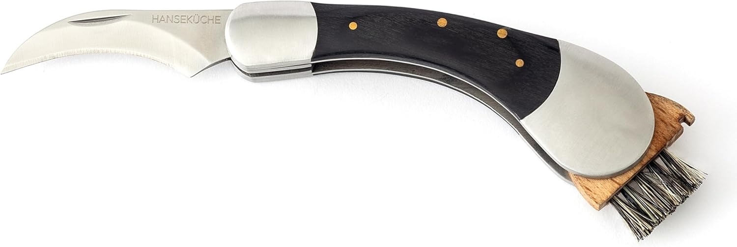 Hanseküche Gemüsemesser Pilzmesser mit Bürste, klappbar, rostfreier Edelstahl Bild 1
