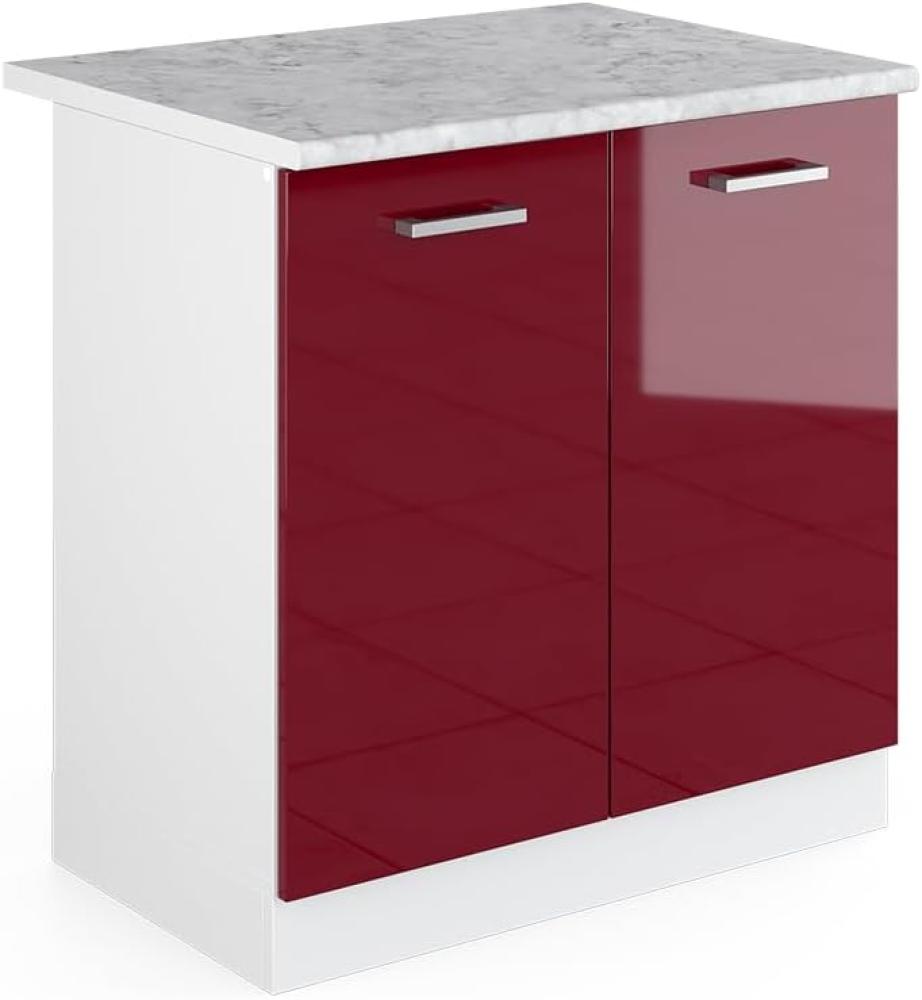 Vicco Küchenschrank R-Line Hängeschrank Unterschrank Küchenzeile Küchenunterschrank Arbeitsplatte, Möbel verfügbar in 6 Dekoren (Bordeaux mit Arbeitsplatte, Spülenunterschrank 80 cm) Bild 1