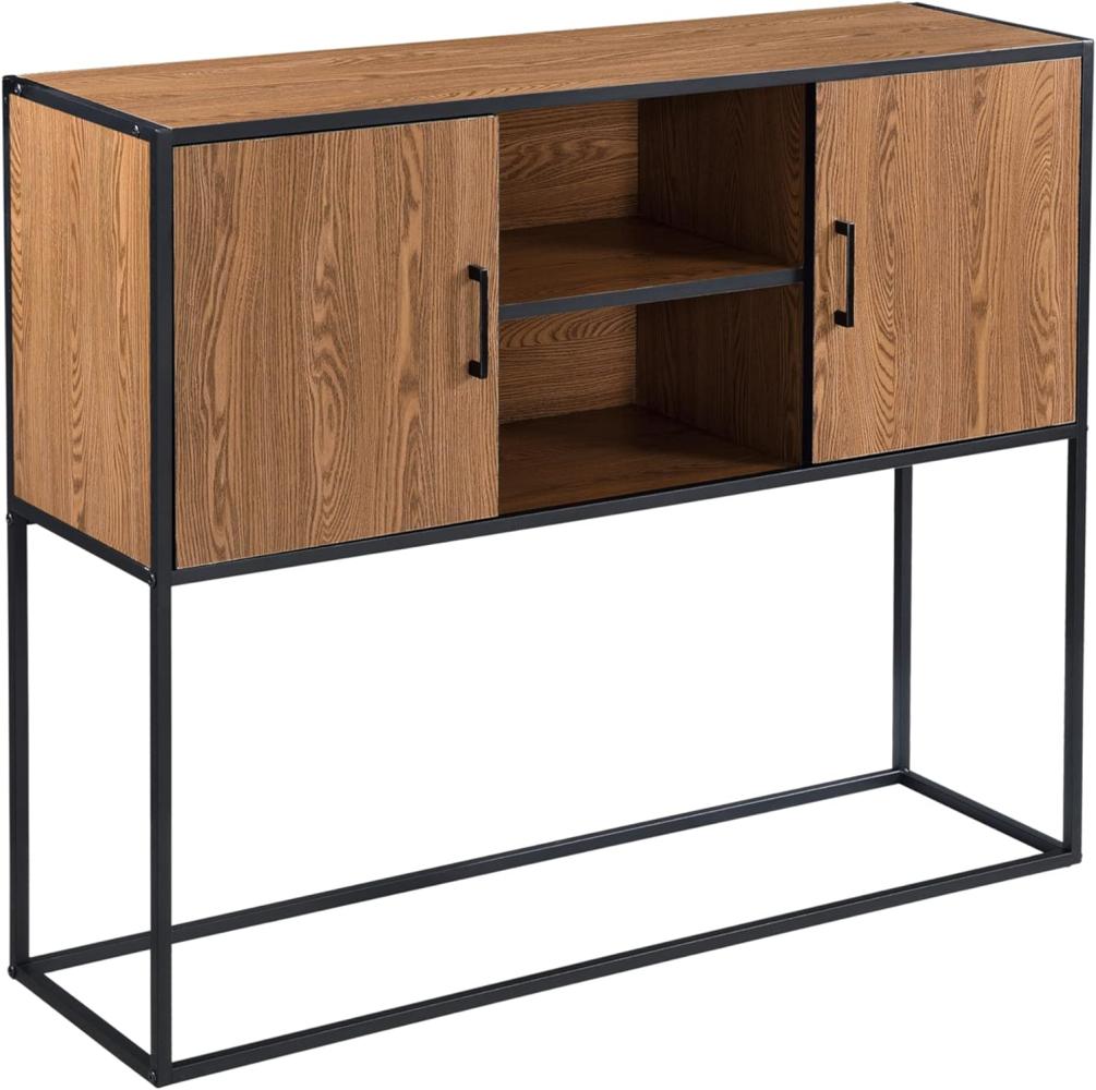 Sideboard Motala mit Ablage und Schranktüren Dunkler Holzton/Schwarz [en. casa] Bild 1