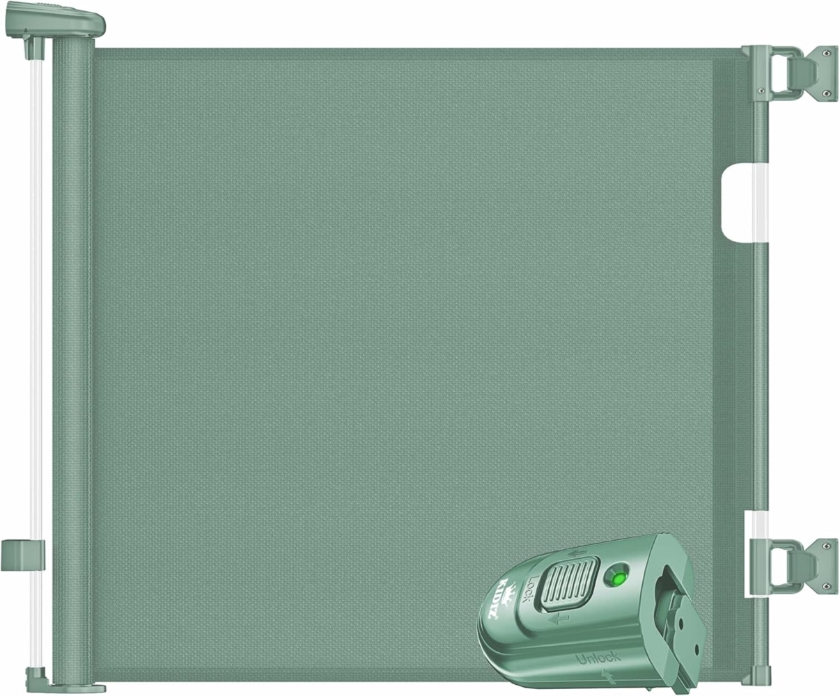 KIDIZ® Treppenschutzgitter Türschutzgitter ausziehbar bis 140/180cm | kindersicheres Treppengitter für Babys & Haustiere | Schutzgitter Treppen & Türen Absperrgitter inkl. Bodenanker & Montagezubehör Dunkelgrün, 0-140cm Bild 1