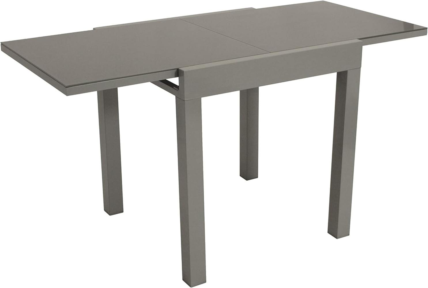 Balkon-Ausziehtisch MARINA 70/140x70 cm, Aluminium silbergrau + Glas grau Bild 1