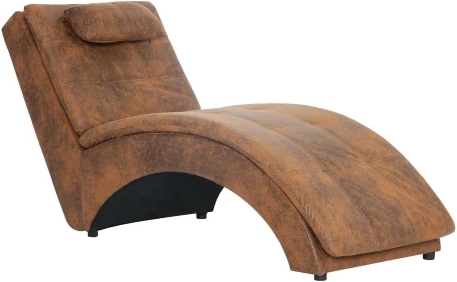 vidaXL Chaiselongue mit Kissen Braun Wildleder-Optik [281342] Bild 1