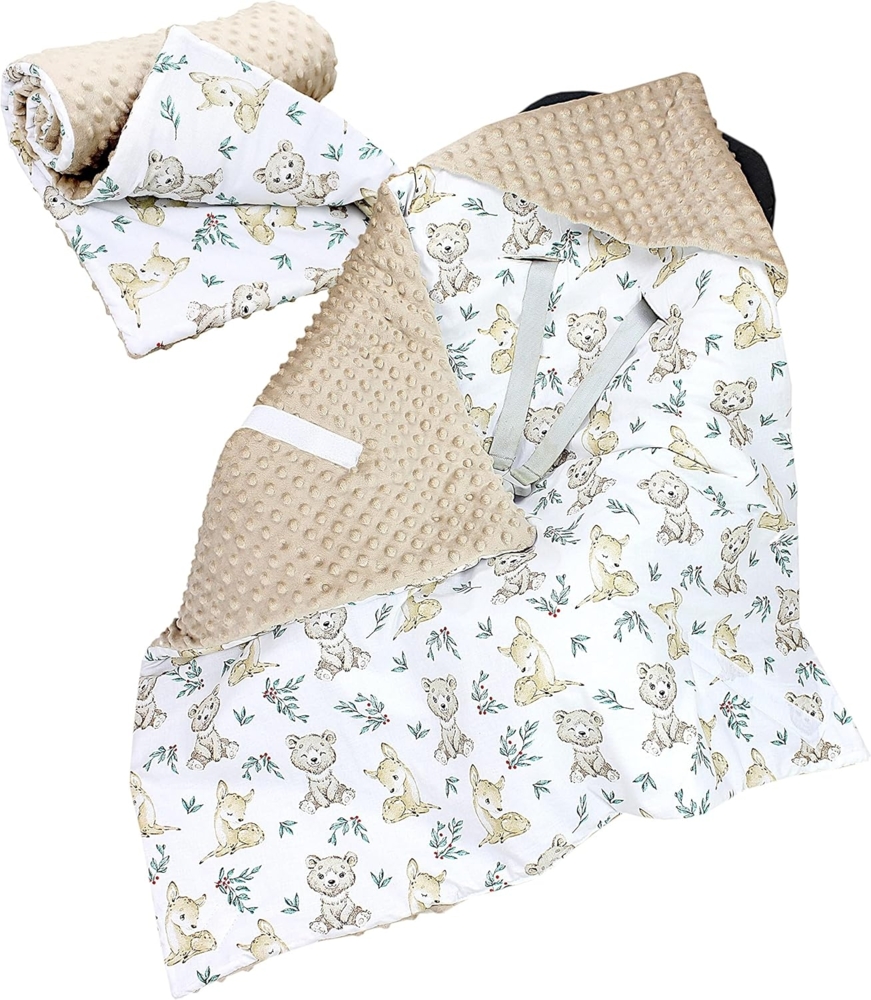 Einschlagdecke 2er SET Baby Einschlagdecke 85x85 für Autositz Babyschale Decke Minky, TupTam Bild 1