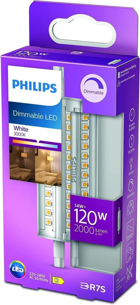 Philips LED R7s 118mm Leuchtmittel 14W 2000lm 3000K warmweiss dimmbar 2,9x2,9x11,8cm Bild 1