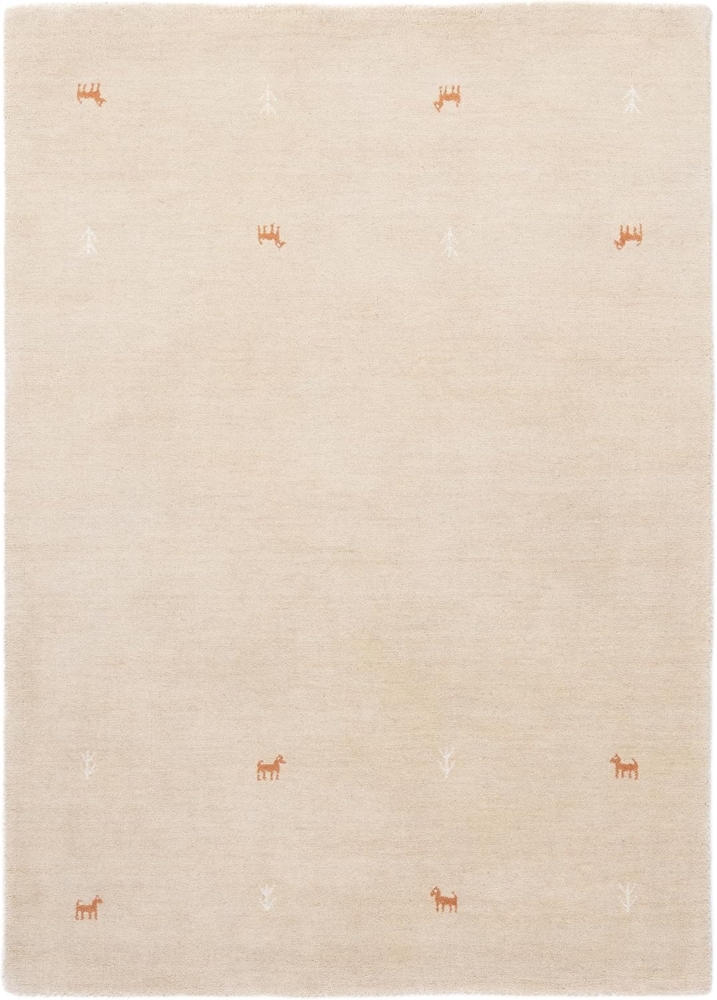 carpetfine Wollteppich Gabbeh Uni, reine Wolle, Beige, 60x90 cm, rechteckig Bild 1