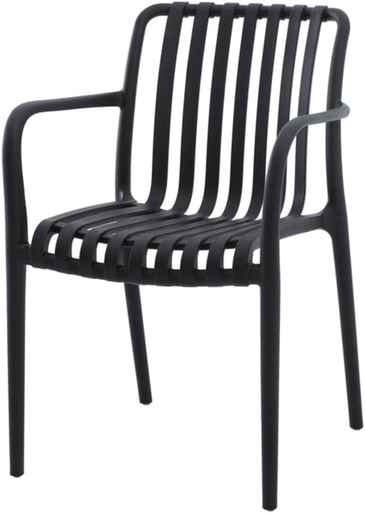 Stuhl Theresa stapelbar, Bistro Stühle, schwarz, Sessel aus Kunststoff, Stapelstuhl für Garten, Sitzgarnituren für Zuhause, Hochlehner für Draußen Bild 1