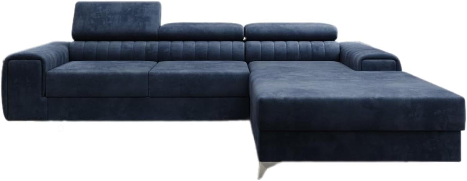 Designer Sofa Melinda mit Schlaf- und Klappfunktion Samt Blau Rechts Bild 1