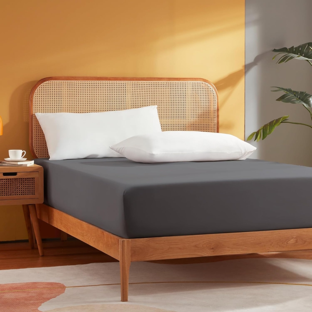 Sonive Spannbettlaken 180x200 cm, Mikrofaser, Spannbetttuch - Matratzenhöhe bis 30 cm, Dunkelgrau Bild 1