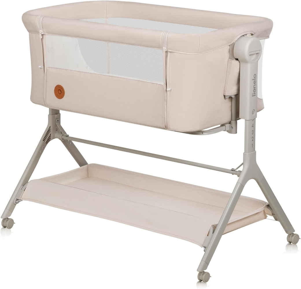 Lionelo Leonie Plus 3 in 1 Kinderbett bis 9kg, Zustellbett und Wiege, Höhenanpassung, Luftige Wände, abnehmbare Seite, Räder mit Bremse, Großer Korb Bild 1