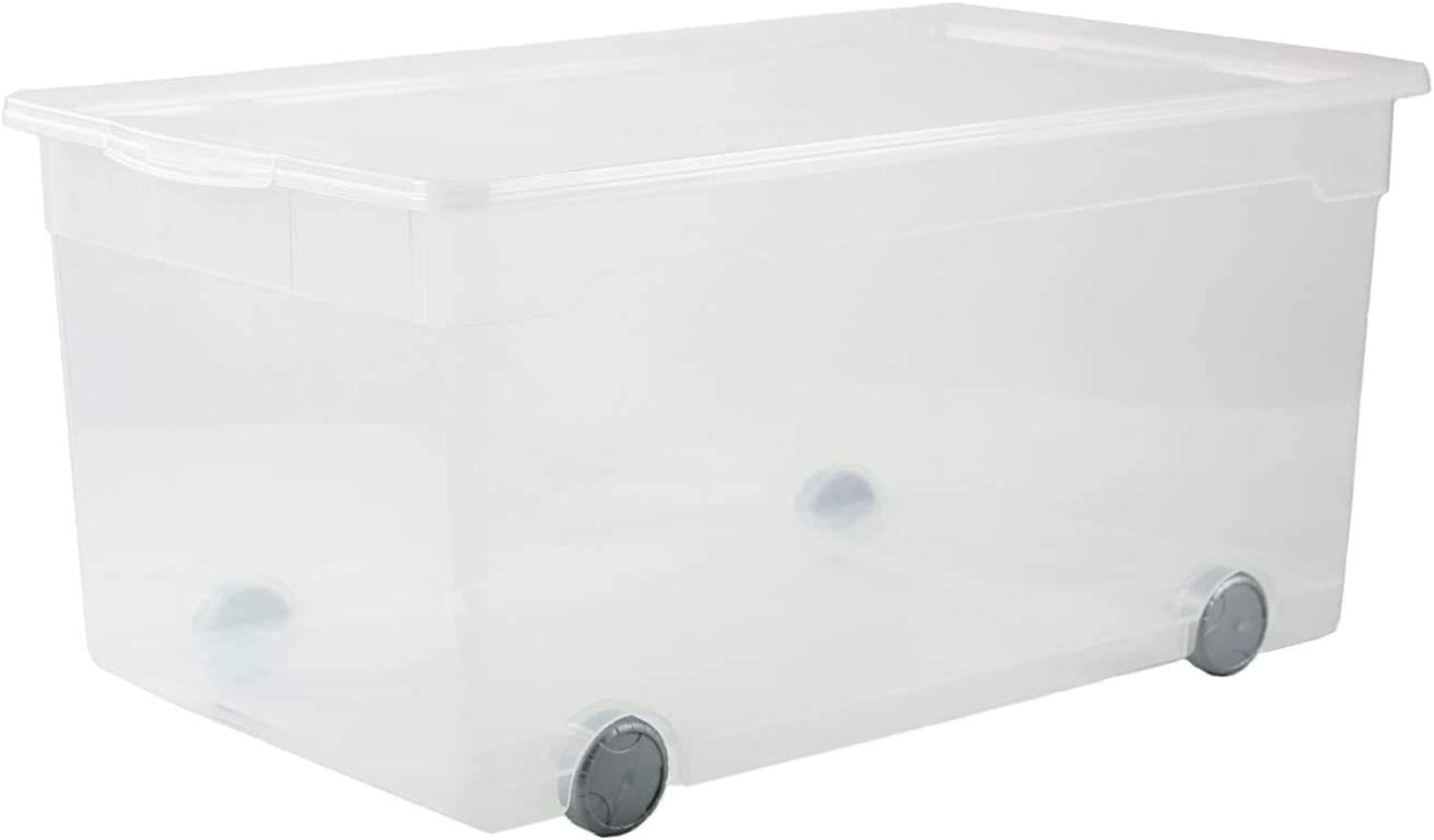 Rotho Aufbewahrungsbox Clear mit Rollen inkl. Deckel 63 L transparent Bild 1