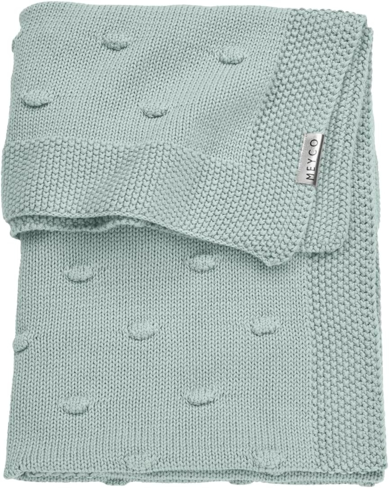 Meyco Babydecke stone green, gestrickt mit Knoten 75x100 cm Bild 1
