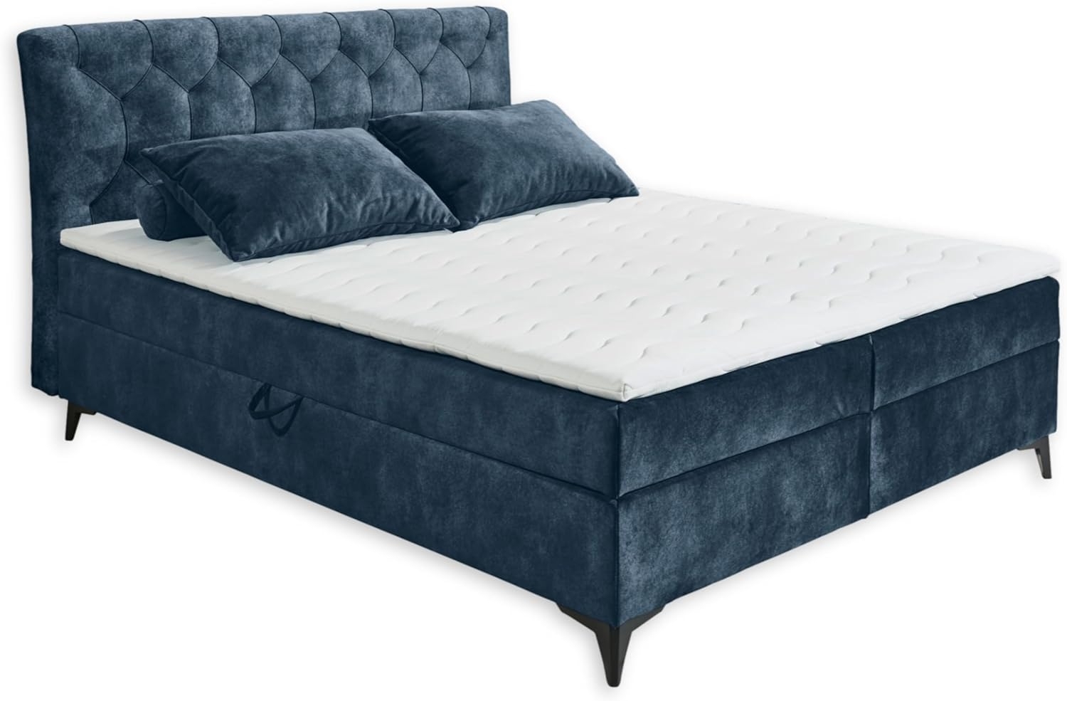 Stella Trading Miami 1 Boxbett 160x200, Mondscheinblau - Bequemes Doppelbett mit Bettkasten & Komfortschaum Topper - 162 x 109 x 210 cm (B/H/T) Bild 1