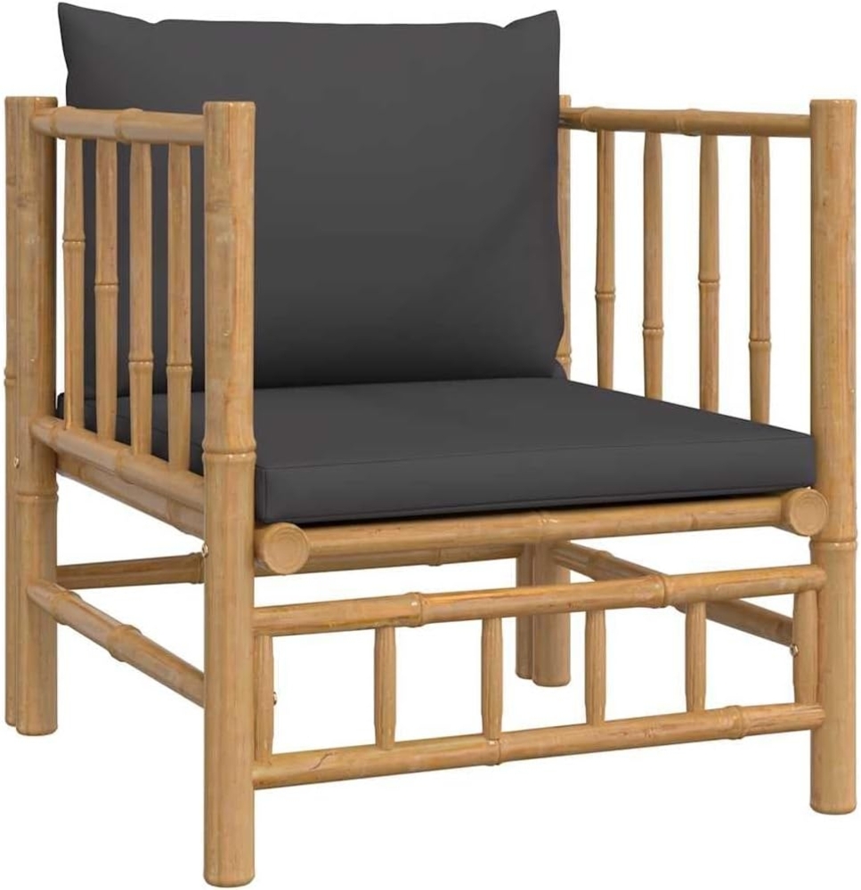 vidaXL Gartensessel mit Dunkelgrauen Kissen Bambus 362311 Bild 1