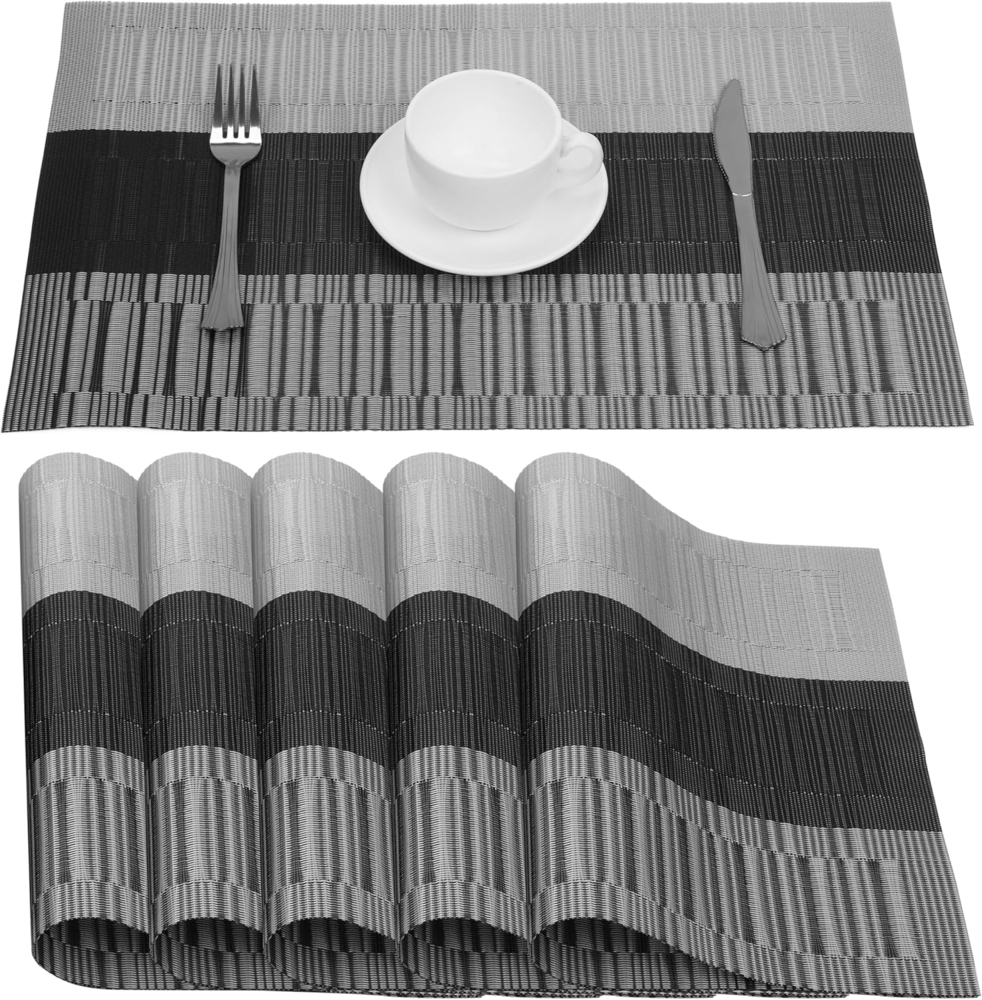 Belle Vous Platzset Belle Vous 6er Pack graue & schwarze Tischsets - Rutschfeste PVC, (6-St) Bild 1