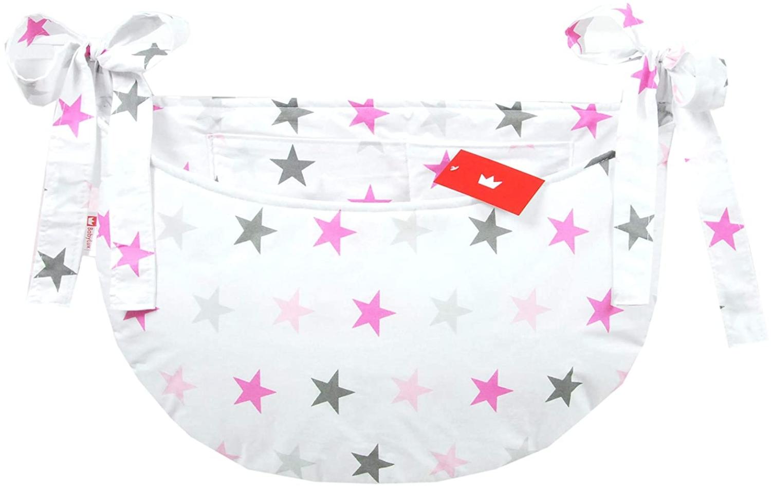 BABYLUX Babybetttasche Organizer BETTTASCHE Spielzeugtasche 93. Sterne Rosa Bild 1