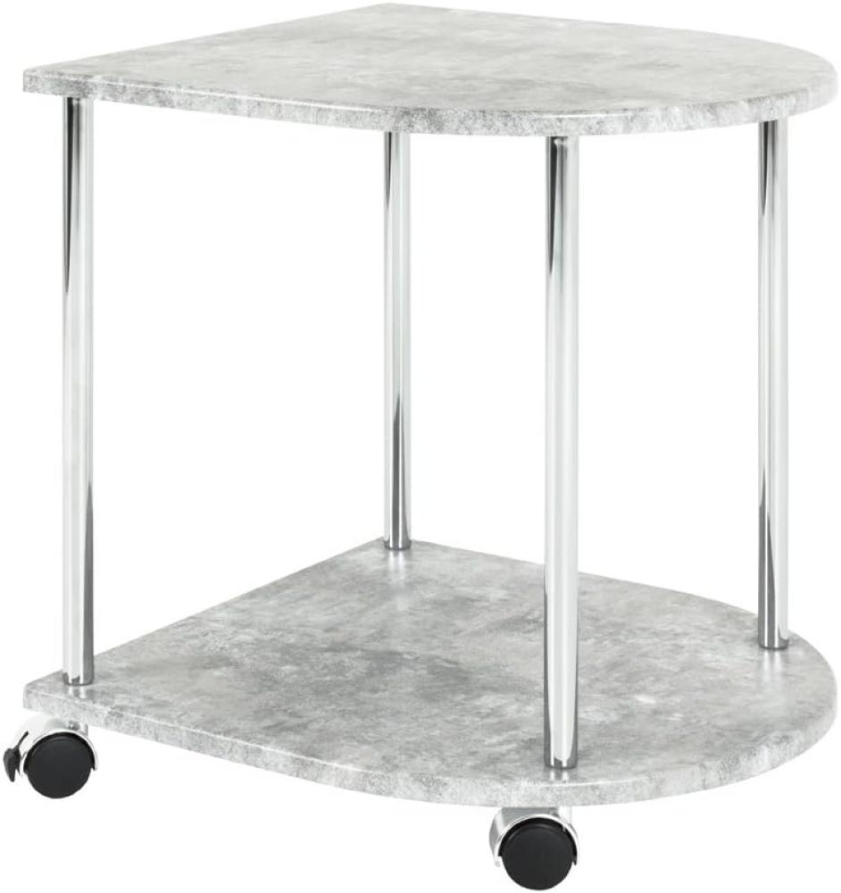 Beistelltisch auf Rollen chrom betonoptik 42x40x45cm Bild 1