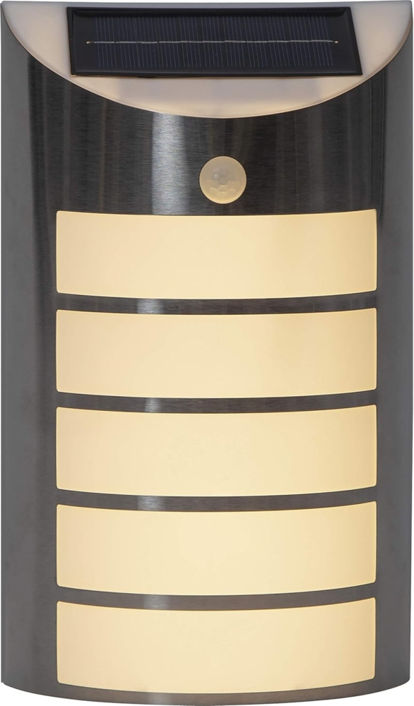 Outdoor Wandlampe ,Wally', Solarbetrieb, Dämmerungssensor + Bewegungsmelder, warmweiß, 26,5cm Bild 1