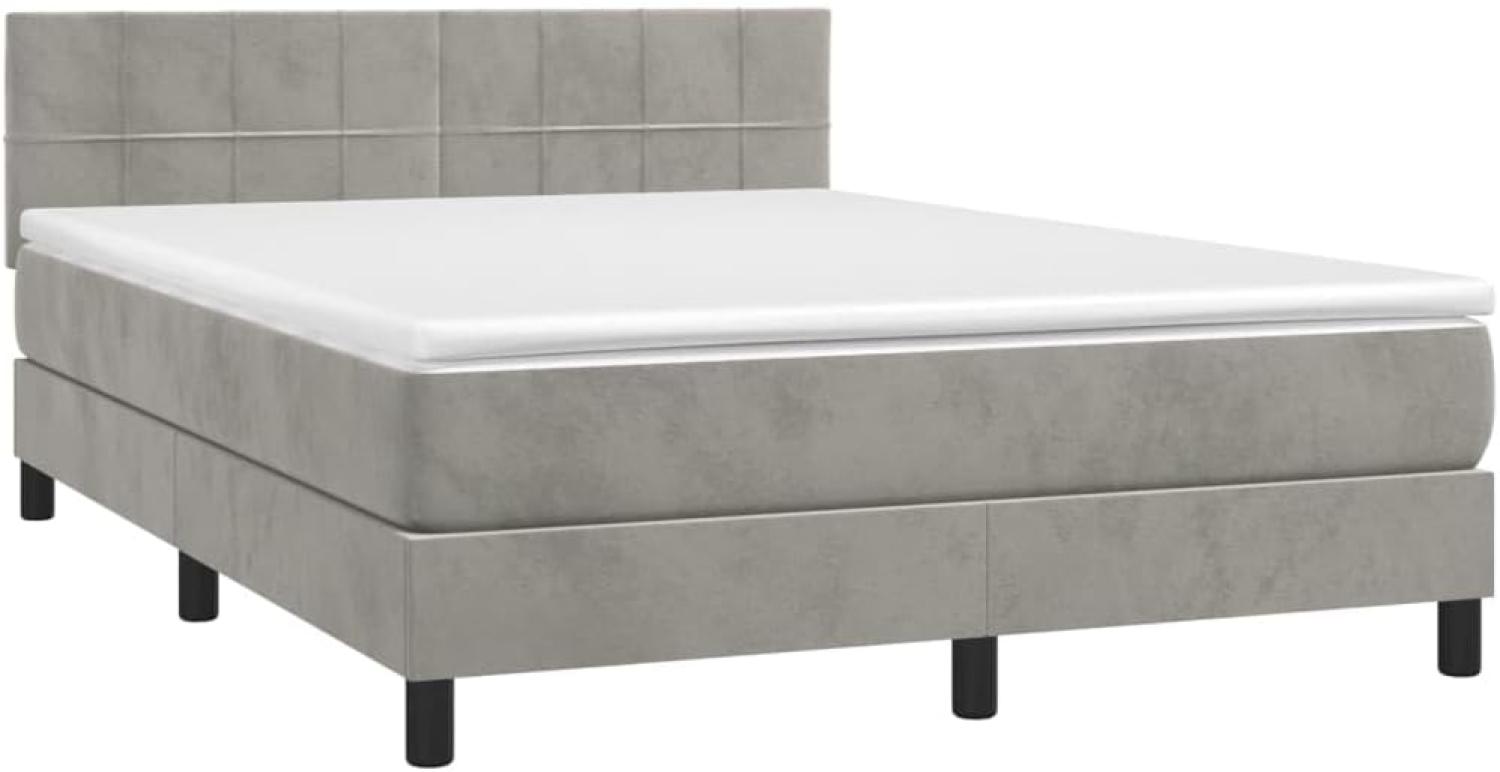 vidaXL Boxspringbett mit Matratze Hellgrau 140x200 cm Samt 3141305 Bild 1