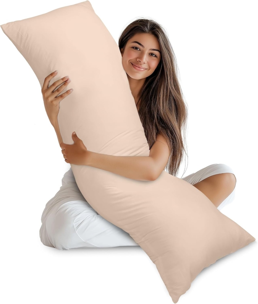Utopia Bedding Nackenkissen, Ganzkörperkissen, weiche Hohlfaserfüllung, langes Schwangerschaftskissen zur Unterstützung der Mutterschaft und für Seitenschläfer (Beige, 50x135 cm) Bild 1
