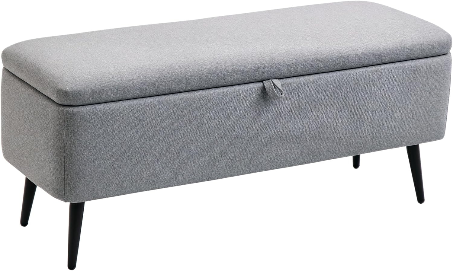 HOMCOM Sitzbank mit Stauraum, Stahlbeinen, Leinenoptik (Polsterbank, 1-St, Bettbank), für Wohnzimmer, Grau Bild 1