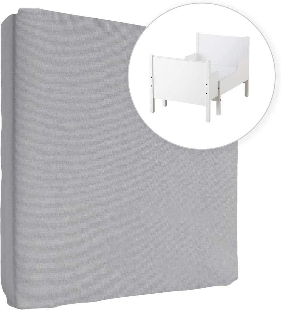 Jersey 100% Baumwolle Spannbettlaken für 130x80 cm Ausziehbare Kleinkind Baby Kinderbett Bett Matratze (Grau) Bild 1