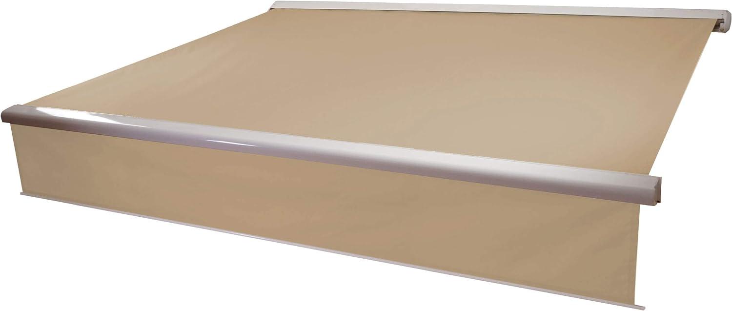 Elektrische Vollkassetten-Markise T124, 4x3m ausfahrbarer Volant ~ Polyester Creme Bild 1