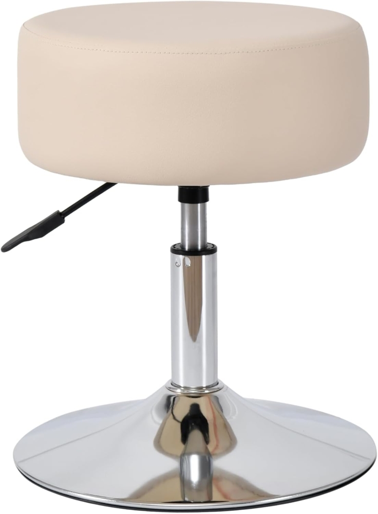 Drehhocker Sitzhocker Hocker RUND höhenverstellbar drehbar aus Kunstleder Farbauswahl Duhome 428S, Farbe:Creme, Material:Kunstleder Bild 1