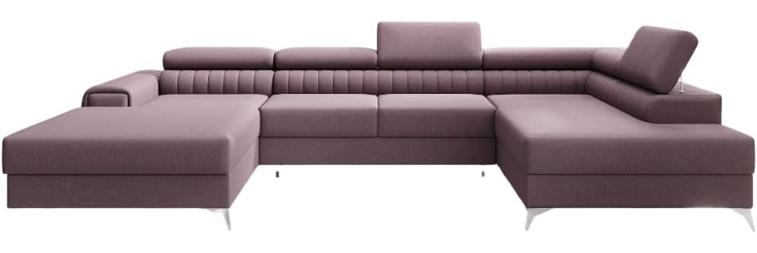 Designer Sofa Collina mit Schlaf- und Klappfunktion Stoff Rosé Rechts Bild 1