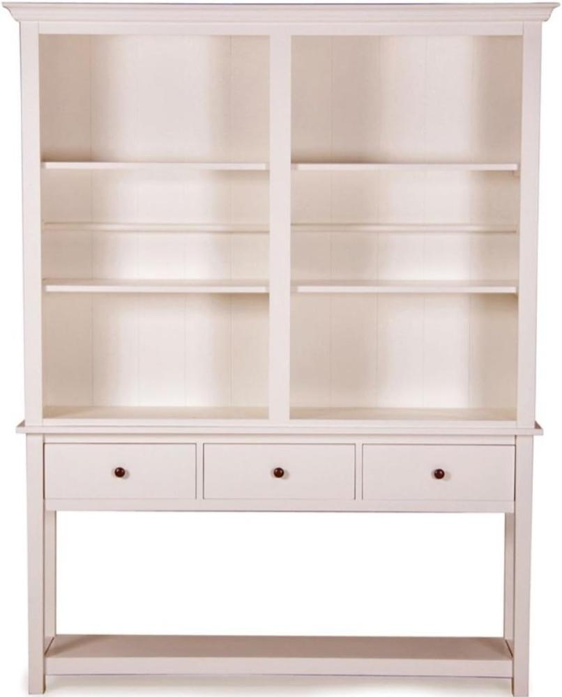 Casa Padrino Landhausstil Offener Schrank Antik Weiss mit drei Schubladen 158 x 40 x H. 220 cm - Wohnzimmerschrank im Landhausstil Bild 1