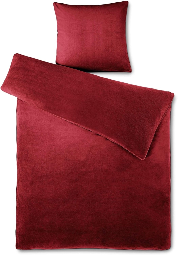 aqua-textil Bettwäsche Feelwell Bettgarnitur Thermo Fleece Flausch 135x200cm bordeaux, Coral-Fleece, Mikrofaser, 2 teilig Bild 1