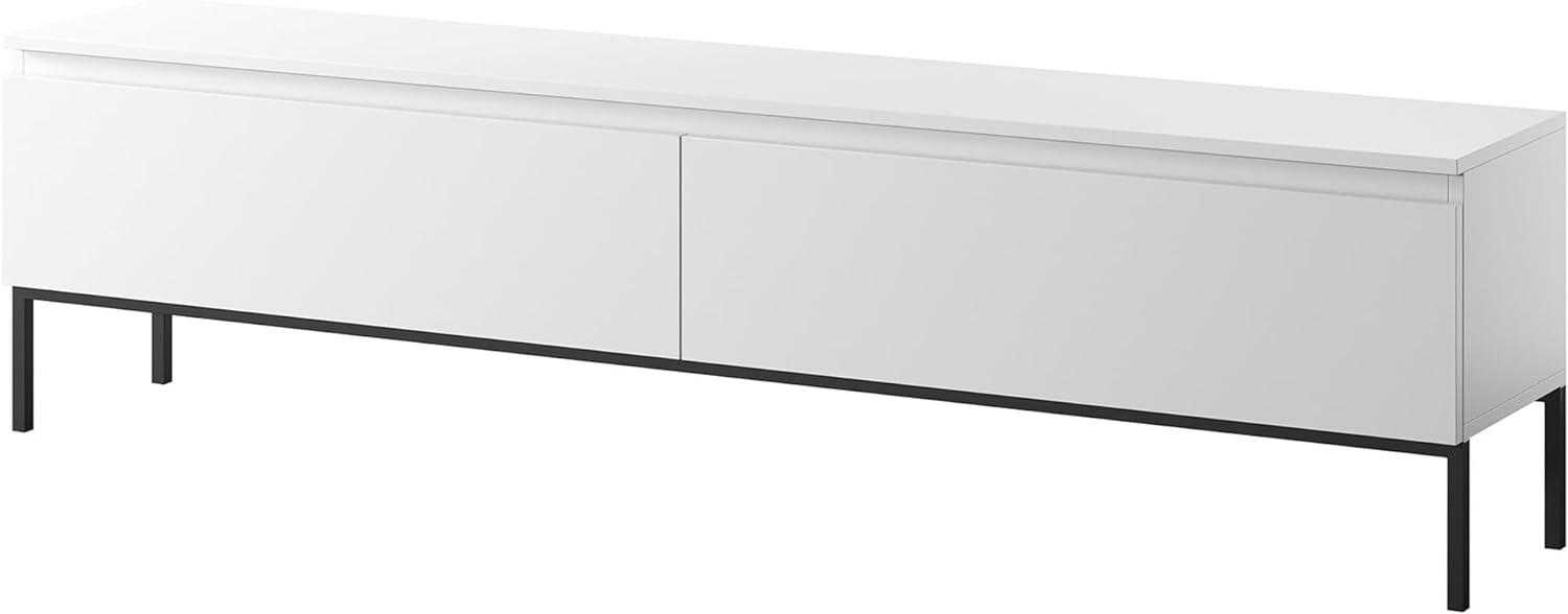 Selsey Bemmi - TV-Schrank Lowboard, Weiß mit schwarzen Beinen, 175 cm Bild 1