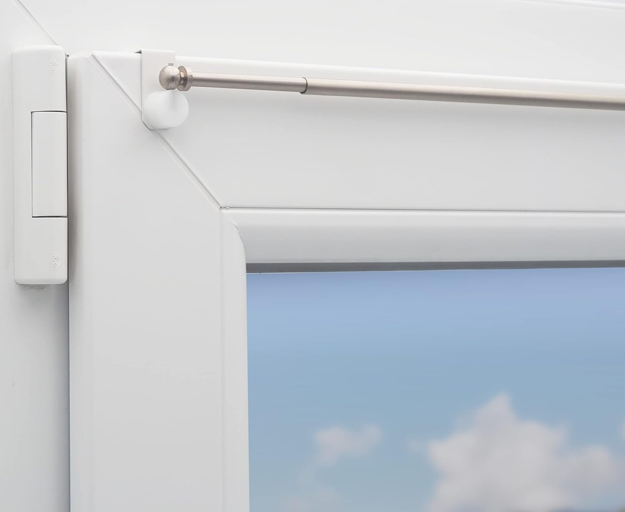 dekondo Gardinenstange Eleganz, ausziehbar, Fensterhaken klemmbar, nickel matt, inkl. Fensterhaken für einen Klemmbereich von 15-20 mm Bild 1