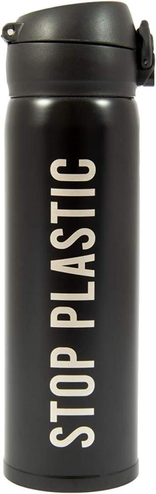 Thermosbecher Stop Plastic 6,5 x 21,5 cm Edelstahl 500 ml schwarz Bild 1