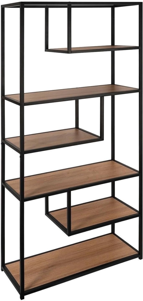 Regal Delia / 300.001753, Holzwerkstoff, Stahl, Schwarz, Holzfarben, 80 x 180 x 34 cm Bild 1