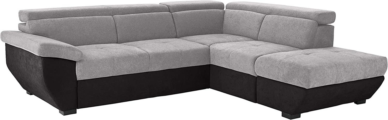 Mivano Schlafsofa Speedway / Moderne Eckcouch mit Schlaffunktion, Stauraum und verstellbaren Kopfteilen / 262 x 79 x 224 / Zweifarbiger Bezug, argent/black Bild 1