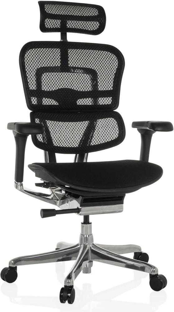 hjh OFFICE Bürostuhl ergonomisch ERGOHUMAN GEN 2 Originales Design, Bürosessel mit Flexibler Lordosenstütze, Stoff Sitzfläche gepolstert, Netzrücken Schwarz Bild 1