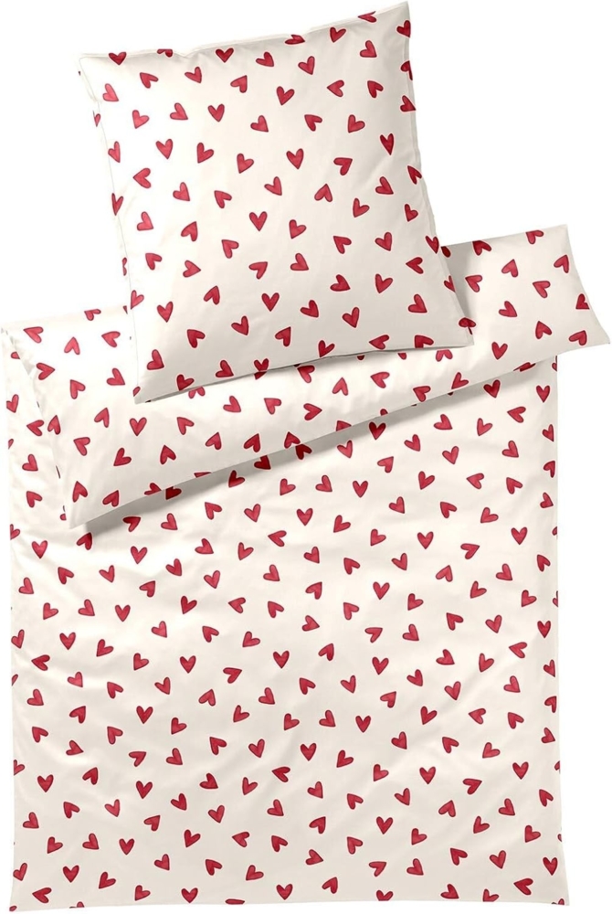 elegante Mako-Satin Bettwäsche Cherie himbeerrot|135x200 cm + 40x80 cm Bild 1