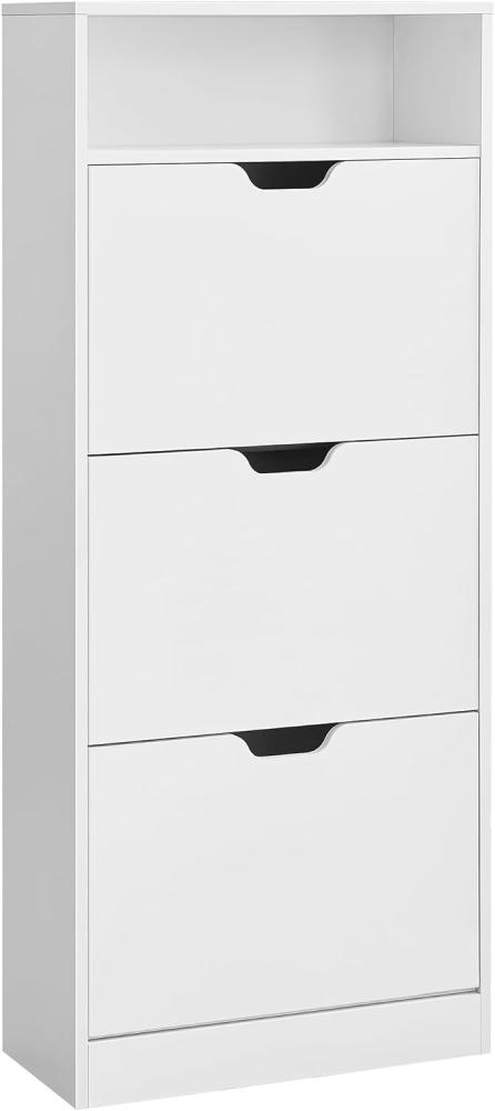 Vasagle Schuhschrank 3 Klappen, Holzspanplatte Wolkenweiß, 24 x 60 x 139 cm Bild 1