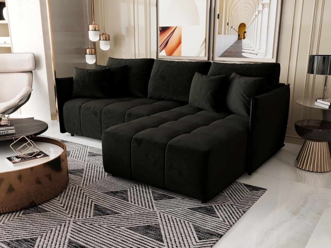 ALTDECOR Ecksofa LONLI, Couch mit Schlaffunktion, Stauraum Wohnlandschaft Funktionsecke, Corner Sofa Bett Eckcouch Couch L-Form Schlafcouch Ausziehbar Bild 1