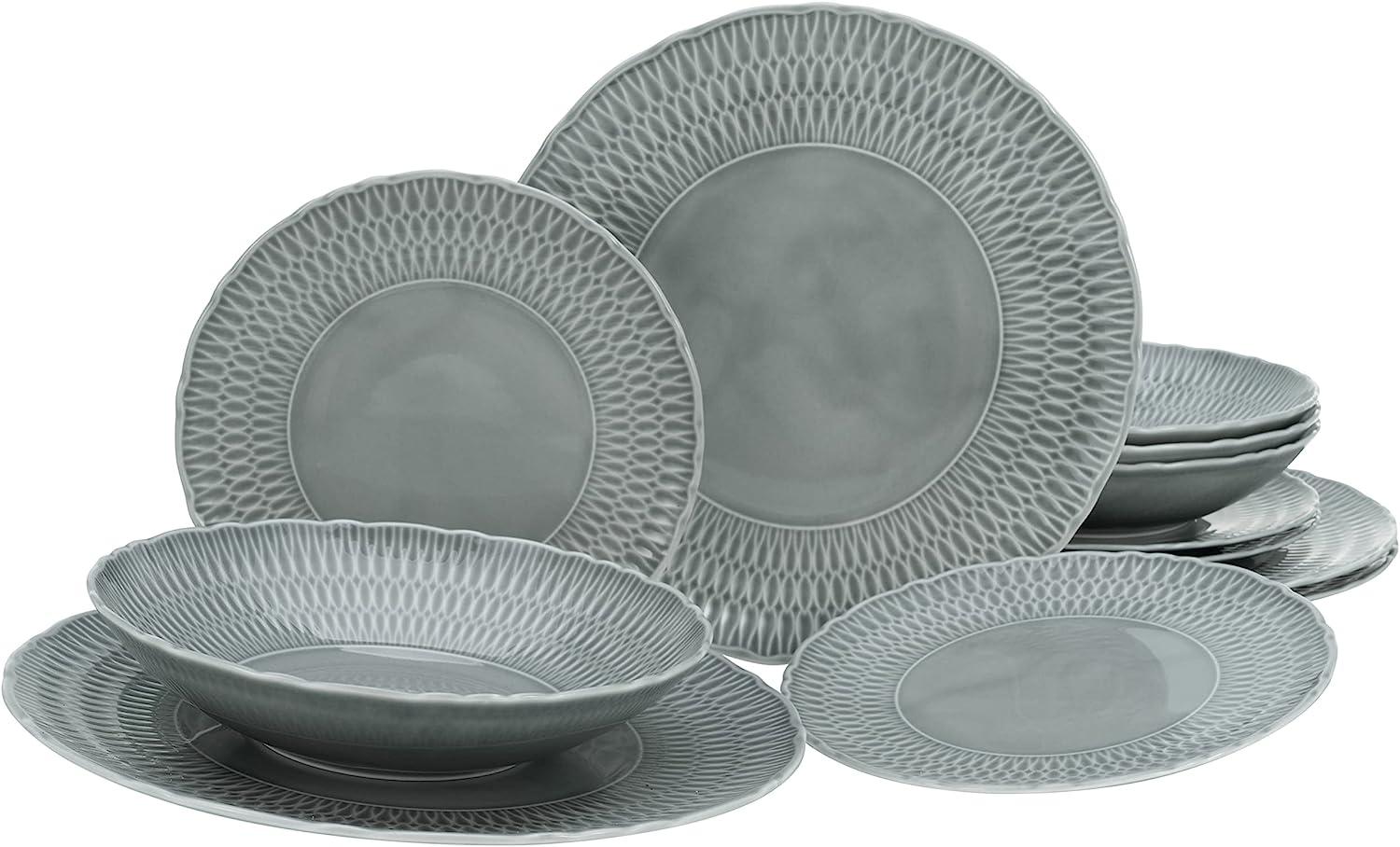 CreaTable 33068 Tafelservice Sofia für 4 Personen, Porzellan, grau (1 Set, 12-teilig) Bild 1