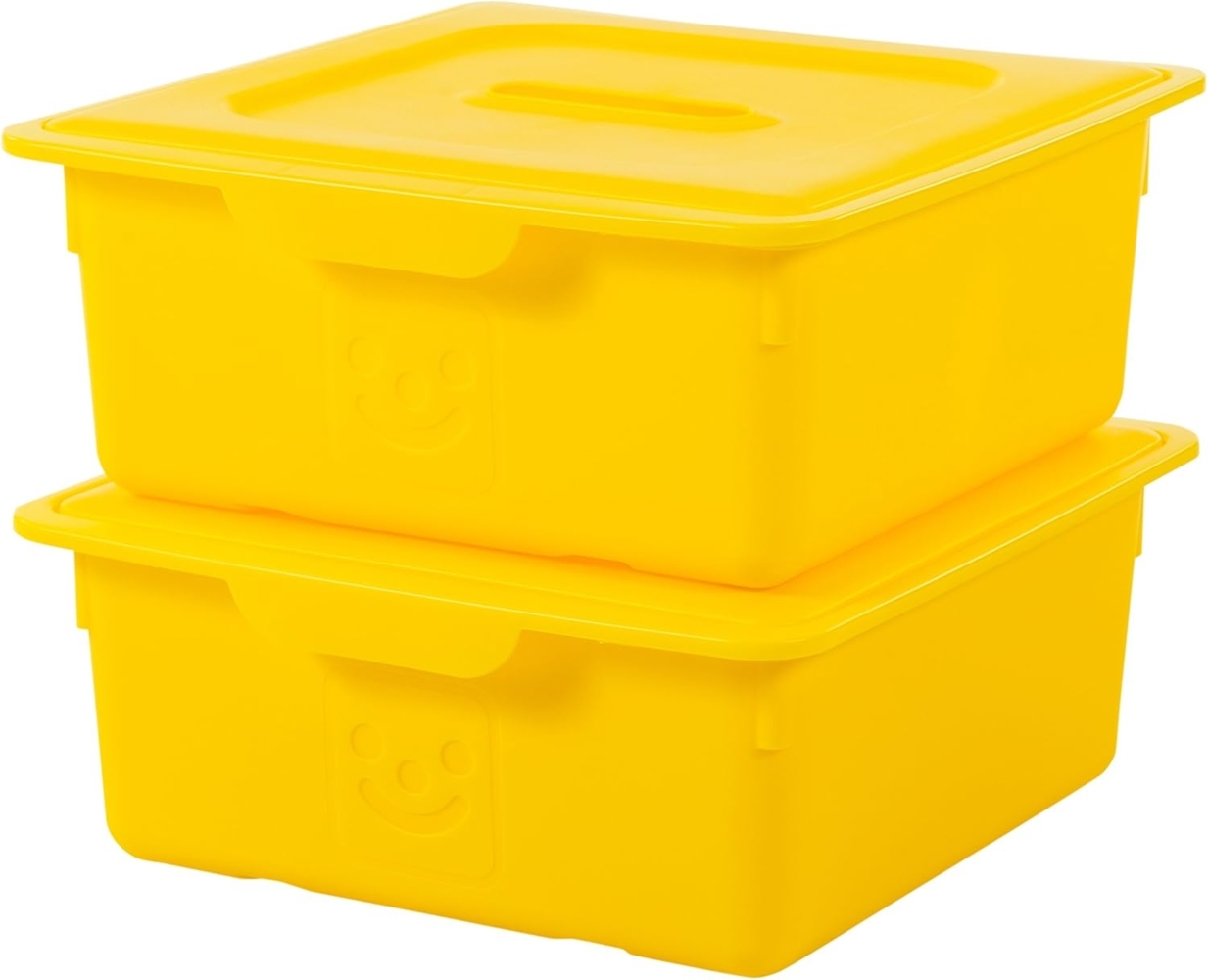 Iris Ohyama, Kunststoff-Aufbewahrungsbox für Kinder, 2er-Set, 10 l, BPA-frei -KDL-330 ? Gelb, stapelbar, Verschlussclips ? B33 x T31,5 x H13,5 cm Bild 1