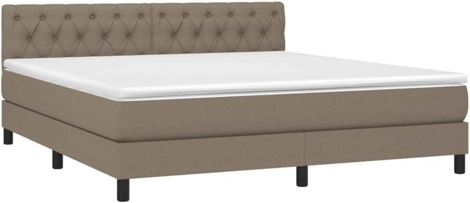 vidaXL Boxspringbett mit Matratze & LED Taupe 160x200 cm Stoff 3133409 Bild 1